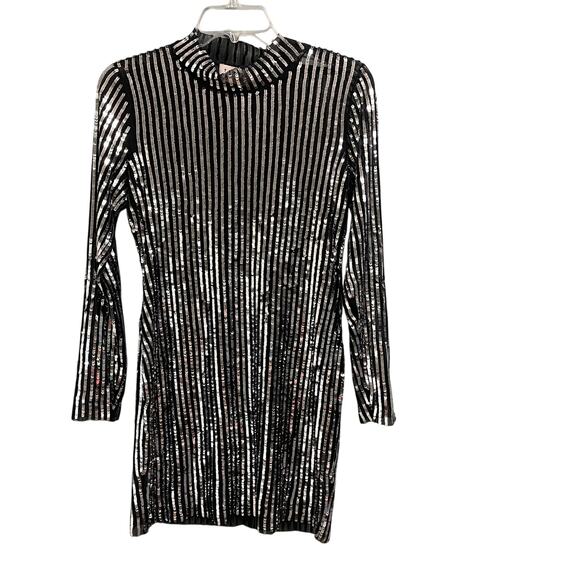 Tanya Taylor Sequin Mini Dress Size XS Party Girls Night Out NYE Glam Mock Neck - Picture 1 of 3